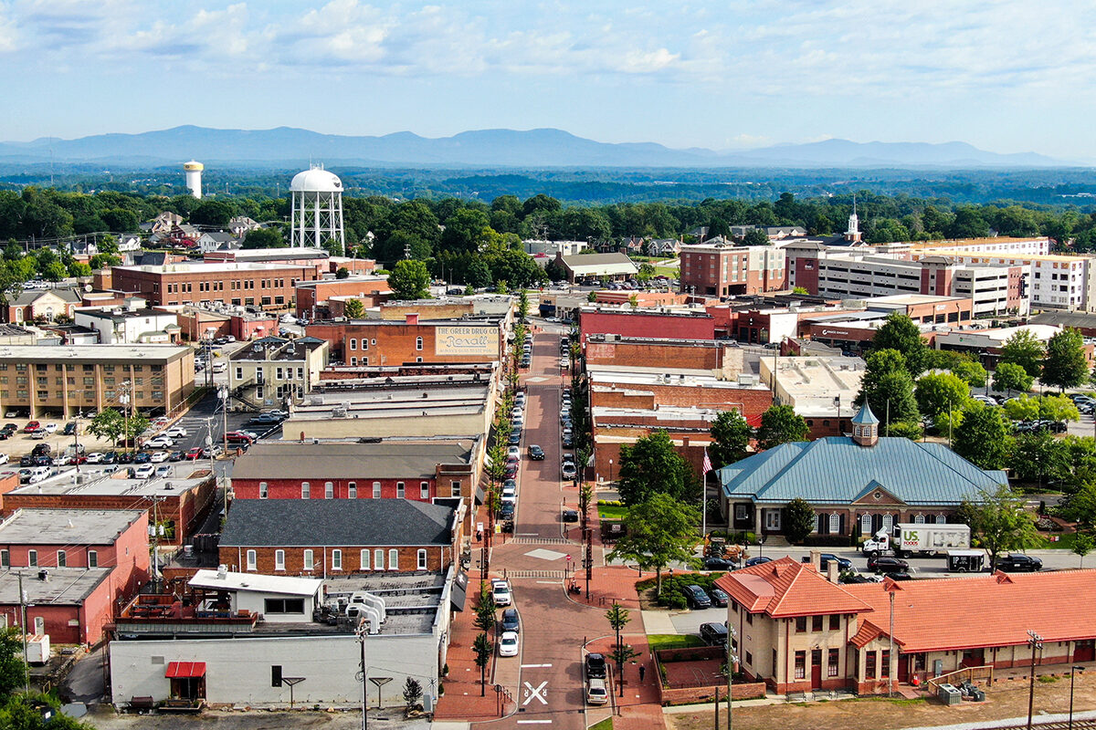 Downtown Greer with Mountains